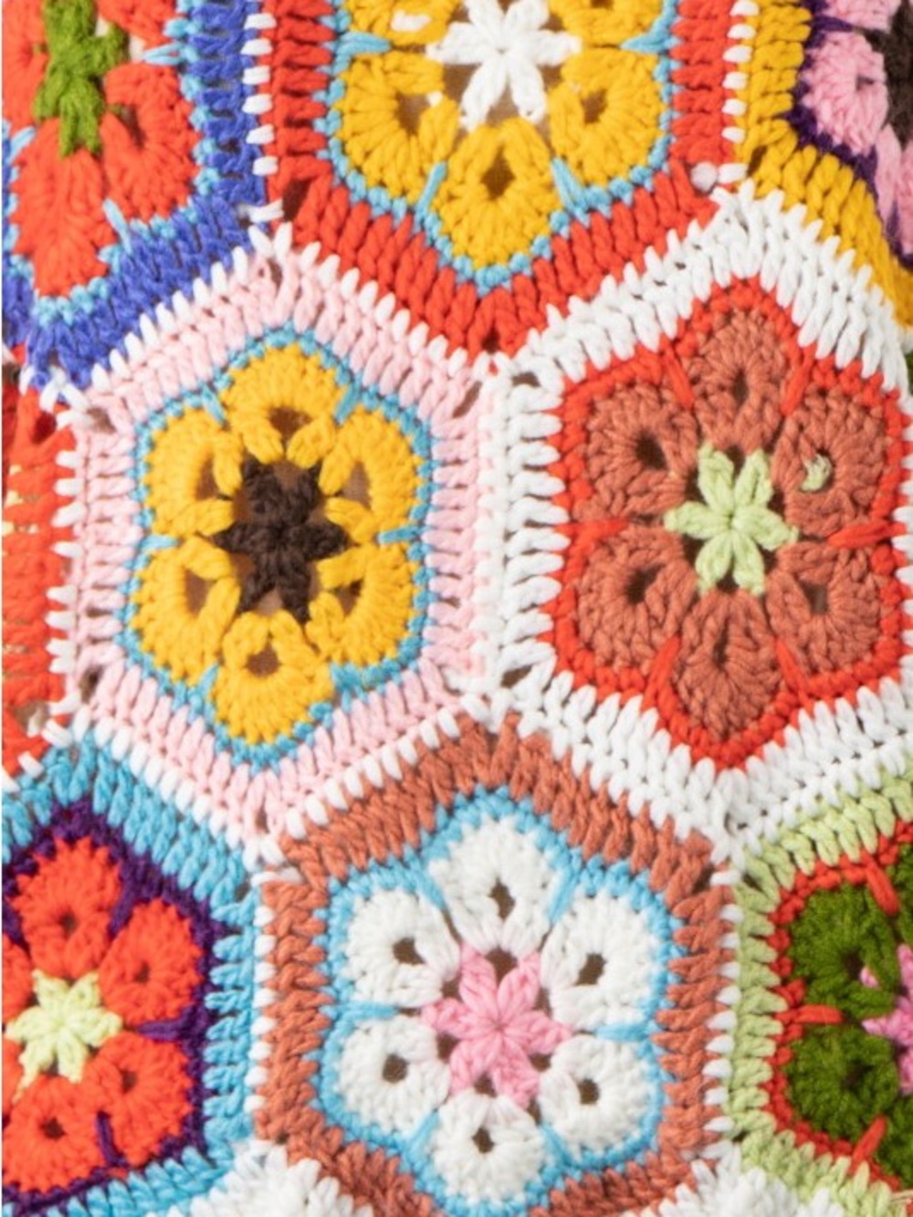 Boho Crochet Granny Square Floral Sweater – Ivory Multi - Picture 5 of 6